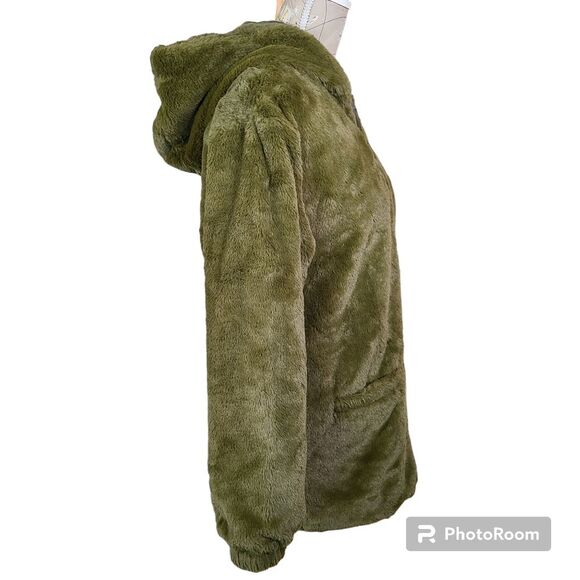 BP Dark Green Plush Oversized Cozy Zip-Up Hooded Jacket NWT Size X-Small-Med - Picture 4 of 13